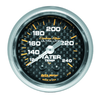 Carbon Fiber 2-1/16" Mechanical Water Temperature Gauge (120-240 °F, 6 ft)