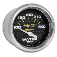 Carbon Fiber 2-1/16" Water Temperature Gauge w/ Air Core (100-250 °F)