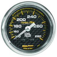 Carbon Fiber 2-1/16" Mechanical Oil Temperature Gauge (140-280 °F) 6 ft