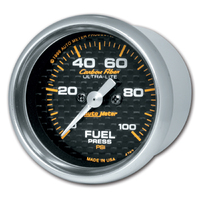 Carbon Fiber 2-1/16" Stepper Motor Fuel Pressure Gauge (0-100 PSI)