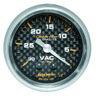 Carbon Fiber 2-1/16" Vacuum Gauge (0-30 In Hg)