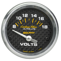 Carbon Fiber 2-1/16" Voltmeter w/ Air-Core (8-18V)