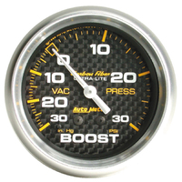 Carbon Fiber 2-5/8" Mechanical Boost/Vacuum Gauge (30 In Hg/30 PSI)