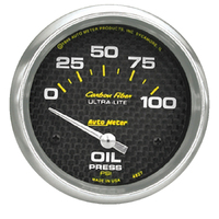 Carbon Fiber 2-5/8" Oil Pressure Gauge w/ Air-Core (0-100 PSI)