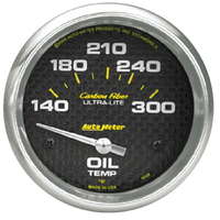 Carbon Fiber 2-5/8" Oil Temperature Gauge w/ Air-Core (140-300 °F)