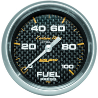 Carbon Fiber 2-5/8" Stepper Motor Fuel Pressure Gauge w/ Peak/Warn (0-100 PSI)