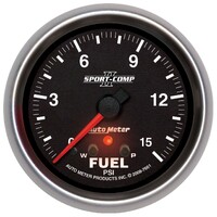 Sport-Comp II 2-5/8" Stepper Motor Fuel Pressure Gauge w/ Peak & Warn (0-15 PSI)