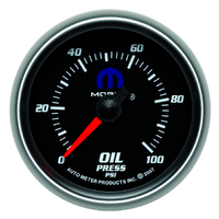 Mopar 2-1/16" Mechanical Oil Pressure Gauge (0-100 PSI) Black