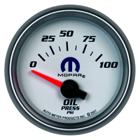Mopar 2-1/16" Oil Pressure Gauge w/ Air Core (0-100 PSI) White