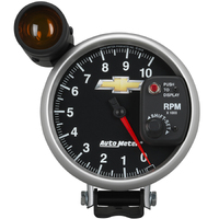 GM Black 5" Pedestal Tachometer w/ Ext. Shift-Lite (0-10,000 RPM) Gold Bowtie