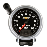 GM Black 3-3/4" Pedestal Tachometer (0-10,000 RPM) Gold Bowtie