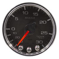 Spek-Pro 2-1/16" Stepper Motor Boost/Vacuum Gauge (30 In Hg/30 PSI) Black Dial, Chrome Bezel, Clear Lens