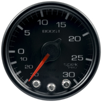 Spek-Pro 2-1/16" Stepper Motor Boost/Vacuum Gauge (30 In Hg/30 PSI) Black Dial, Black Bezel, Clear Lens