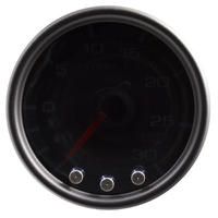 Spek-Pro 2-1/16" Stepper Motor Boost/Vacuum Gauge (30 In Hg/30 PSI) Black Dial, Black Bezel, Smoked Lens