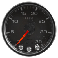 Spek-Pro 2-1/16" Stepper Motor Boost Gauge (0-35 PSI) Black Dial, Black Bezel, Clear Lens