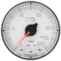 Spek-Pro 2-1/16" Stepper Motor Pyrometer Gauge (0-2000 °F) White Dial, Black Bezel, Flat Antiglare Lens