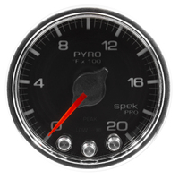 Spek-Pro 2-1/16" Stepper Motor Pyrometer Gauge (0-2000 °F) Black Dial, Chrome Bezel, Clear Lens