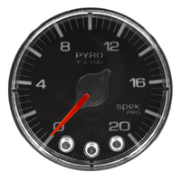 Spek-Pro 2-1/16" Stepper Motor Pyrometer Gauge (0-2000 °F) Black Dial, Chrome Bezel, Flat Antiglare Lens