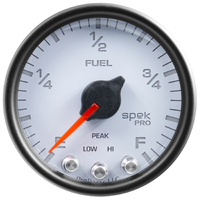 Spek-Pro 2-1/16" Stepper Motor Programmable Fuel Level Gauge (0-300?) White Dial, Black Bezel, Clear Lens