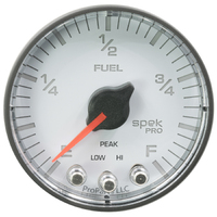 Spek-Pro 2-1/16" Stepper Motor Programmable Fuel Level Gauge (0-300?) White Dial, Black Bezel, Flat Antiglare Lens