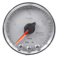 Spek-Pro 2-1/16" Stepper Motor Programmable Fuel Level Gauge (0-300?) Silver Dial, Chrome Bezel, Clear Lens