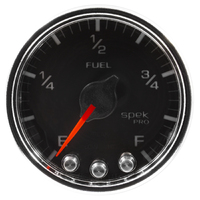 Spek-Pro 2-1/16" Stepper Motor Programmable Fuel Level Gauge (0-300?) Black Dial, Chrome Bezel, Clear Lens