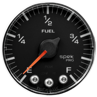 Spek-Pro 2-1/16" Stepper Motor Programmable Fuel Level Gauge (0-300?) Black Dial, Chrome Bezel, Flat Antiglare Lens