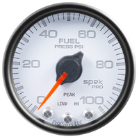 Spek-Pro 2-1/16" Stepper Motor Fuel Pressure Gauge (0-100 PSI) White Dial, Black Bezel, Clear Lens