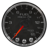 Spek-Pro 2-1/16" Stepper Motor Fuel Pressure Gauge (0-15 PSI) Black Dial, Chrome Bezel, Clear Lens