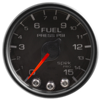 Spek-Pro 2-1/16" Stepper Motor Fuel Pressure Gauge (0-15 PSI) Black Dial, Black Bezel, Clear Lens