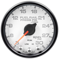 Spek-Pro 2-1/16" Stepper Motor Fuel Rail Pressure Gauge (3-30K PSI) White Dial, Black Bezel, Clear Lens