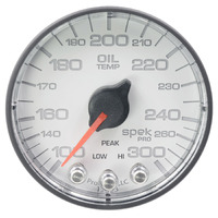 Spek-Pro 2-1/16" Stepper Motor Oil Temperature Gauge (100-300 °F) White Dial, Black Bezel, Flat Antiglare Lens
