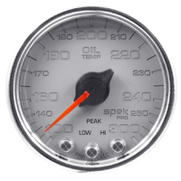 Spek-Pro 2-1/16" Stepper Motor Oil Temperature Gauge (100-300 °F) Silver Dial, Chrome Bezel, Clear Lens