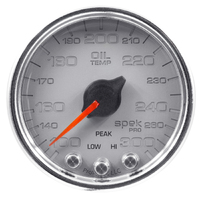 Spek-Pro 2-1/16" Stepper Motor Oil Temperature Gauge (100-300 °F) Silver Dial, Chrome Bezel, Clear Lens