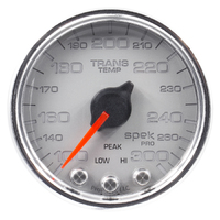 Spek-Pro 2-1/16" Stepper Motor Transmission Temperature Gauge (100-300 °F) Silver Dial, Chrome Bezel, Clear Lens