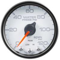 Spek-Pro 2-1/16" Stepper Motor Water Pressure Gauge (0-120 PSI) White Dial, Black Bezel, Clear Lens