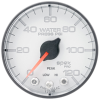 Spek-Pro 2-1/16" Stepper Motor Water Pressure Gauge (0-120 PSI) White Dial, Black Bezel, Flat Antiglare Lens