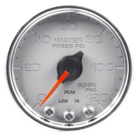 Spek-Pro 2-1/16" Stepper Motor Water Pressure Gauge (0-120 PSI) Silver Dial, Chrome Bezel, Clear Lens