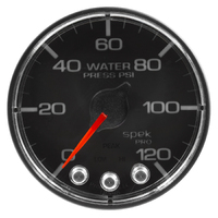 Spek-Pro 2-1/16" Stepper Motor Water Pressure Gauge (0-120 PSI) Black Dial, Chrome Bezel, Flat Antiglare Lens
