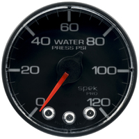 Spek-Pro 2-1/16" Stepper Motor Water Pressure Gauge (0-120 PSI) Black Dial, Black Bezel, Clear Lens w/ no O-Ring