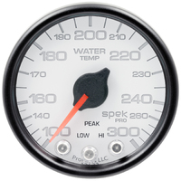 Spek-Pro 2-1/16" Stepper Motor Water Temperature Gauge (100-300 °F) White Dial, Black Bezel, Clear Lens