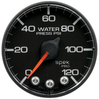 Spek-Pro 2-1/16" Stepper Motor Water Pressure Gauge (0-120 PSI) Black Dial, Black Bezel, Flat Antiglare Lens