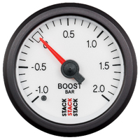 Stack 52mm Mechanical Boost Pressure Gauge (-1 To +2 Bar) White