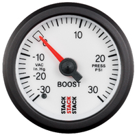 Stack 52mm Mechanical Boost Pressure Gauge (-30Inhg To +30PSI) White