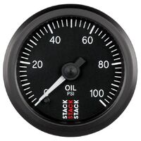 Stack 52mm Pro Stepper Motor Oil Pressure Gauge (0-100 PSI 1/8" NPTF Male) Black