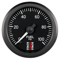 Stack 52mm Stepper Motor Fuel Pressure Gauge (0-100 PSI/1/8" NPTF Male) Black