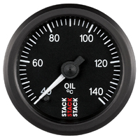 Stack 52mm Pro Stepper Motor Oil Temp Gauge (40-140 °C, 1/8" NPTF Male) Black