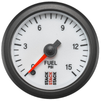 Stack 52mm Stepper Motor Fuel Pressure Gauge (0-15PSI/1/8" NPTF Male) White