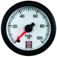 Stack 52mm Stepper Motor Fuel Pressure Gauge (0-100 PSI/1/8" NPTF Male) White