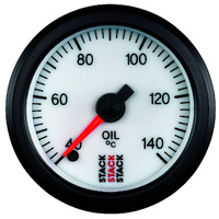 Stack 52mm Pro Stepper Motor Oil Temp Gauge (40-140 °C, 1/8" NPTF Male) White